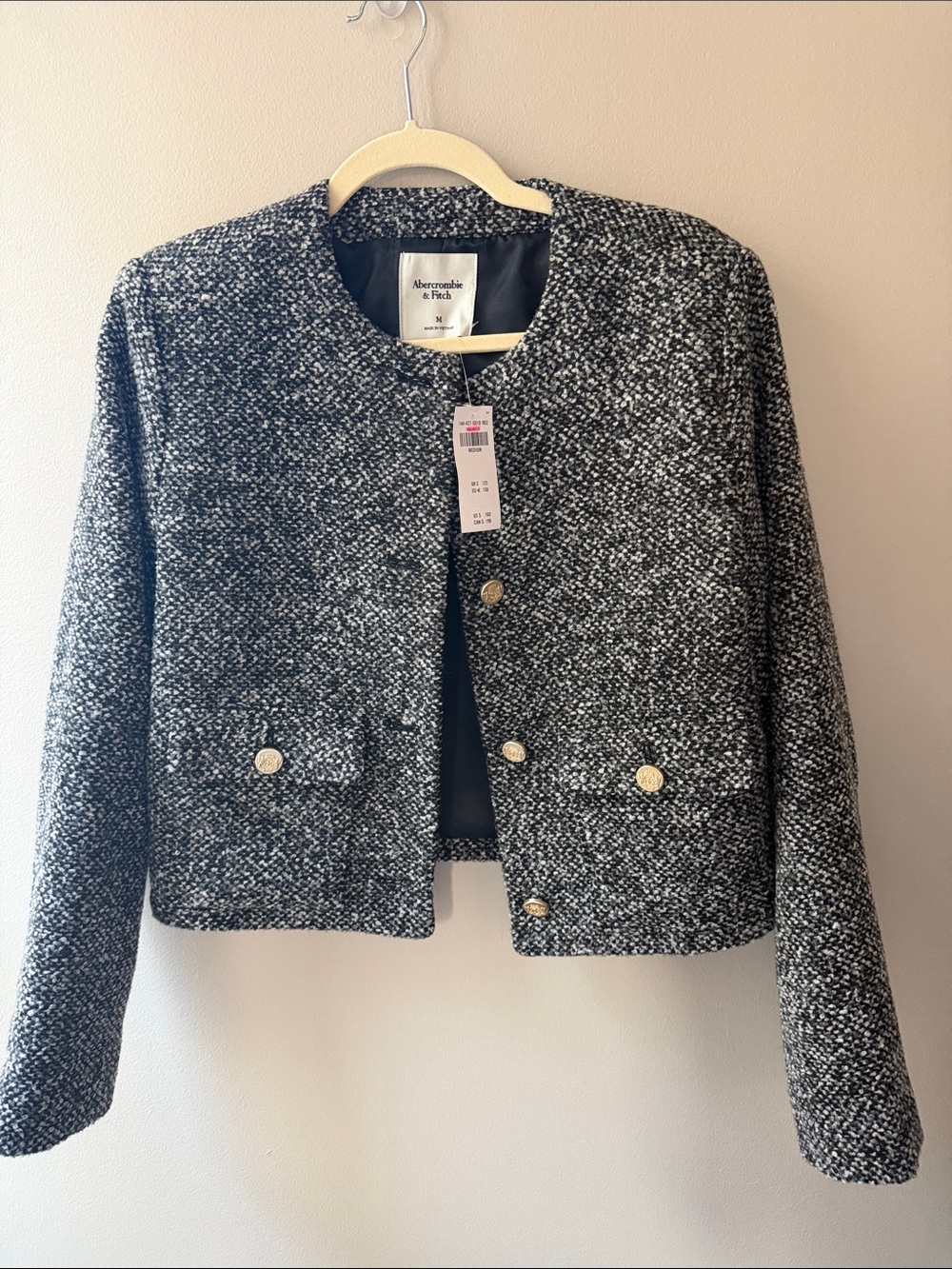 Abercrombie & Fitch Black and White Tweed Blazer Jacket